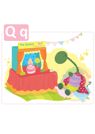 Dinosaur alphabet,letter Q from Queenのイラスト素材