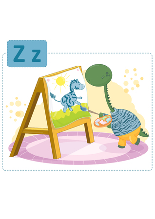 Dinosaur alphabet, letter Z form Zebraのイラスト素材