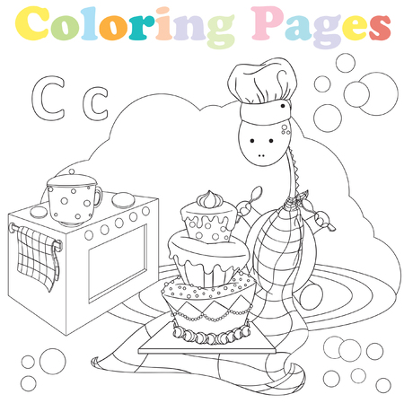 Coloring pages for kids,alphabet set,letter Cのイラスト素材