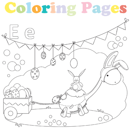 Coloring page for kids ,alphabet set,letter Eのイラスト素材