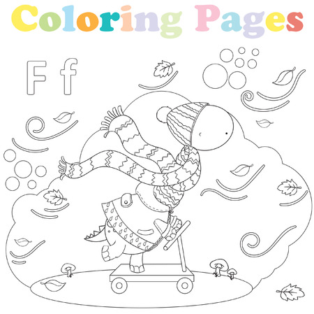 Coloring page for kids ,alphabet set,letter Fのイラスト素材