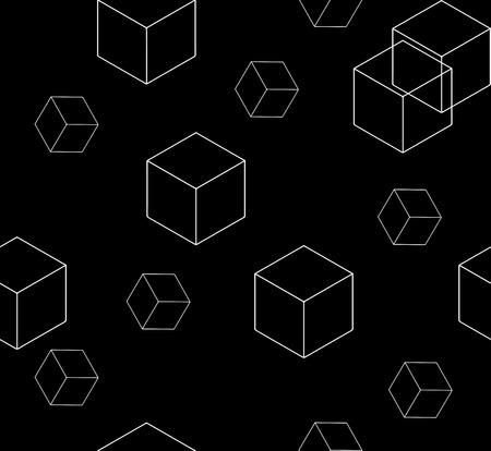Geometric seamless simple monochrome minimalistic pattern of cube shapesのイラスト素材
