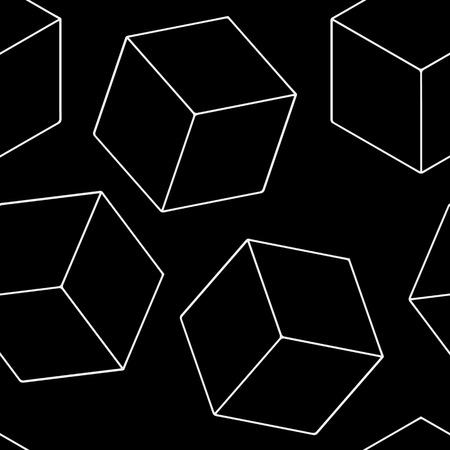 Geometric seamless simple monochrome minimalistic pattern of cube shapesのイラスト素材