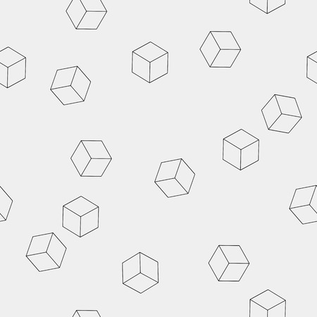 Geometric seamless simple monochrome minimalistic pattern of cube shapesのイラスト素材