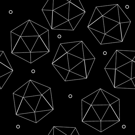 Geometric seamless simple monochrome minimalistic pattern of hexagon or icosahedron  shapesのイラスト素材