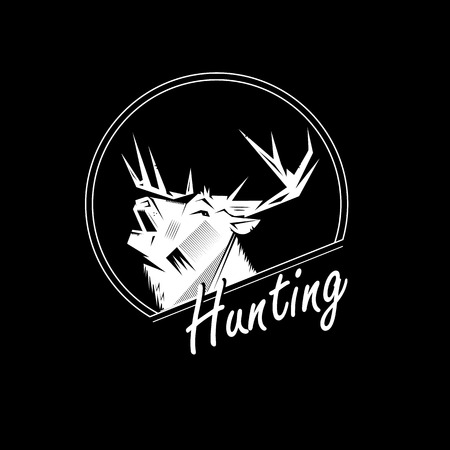 Black and white monochrome emblem, symbol, logotype, sign, badge, sticker, poster of a bear, dog, wolf. Identity, T-shirt, textile, cloth, apparel, tattoo, print usageのイラスト素材