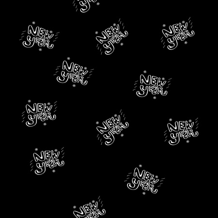 Vector minimalist monochrome black and white pattern new year letteringのイラスト素材