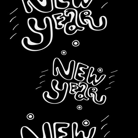 Vector minimalist monochrome black and white pattern new year letteringのイラスト素材