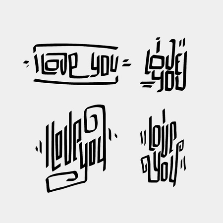 I love you valentine's day lettering.  Can be used as postcards, stigma, patternのイラスト素材