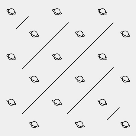 Geometric simple monochrome minimalistic vector pattern, science, planetsのイラスト素材