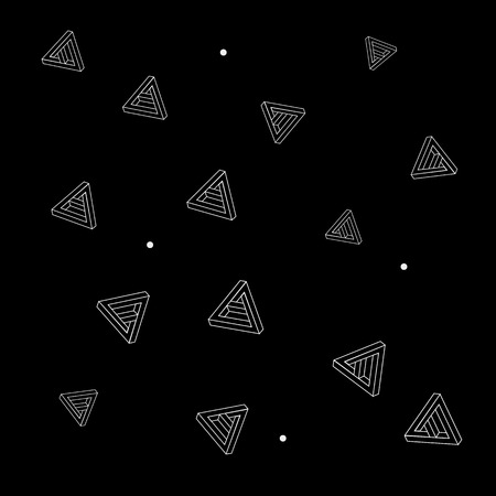Pattern geometric seamless simple monochrome minimalistic pattern of impossible shapes, trianglesのイラスト素材