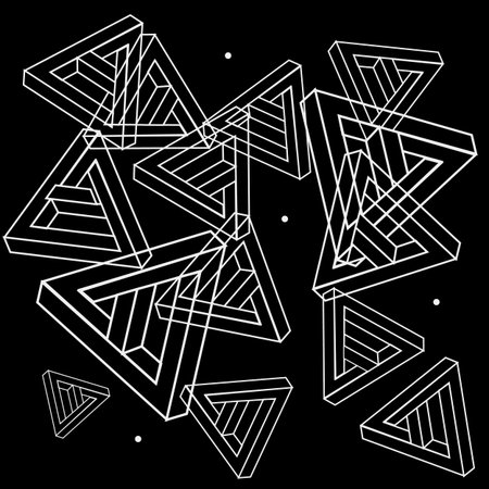 Pattern geometric seamless simple monochrome minimalistic pattern of impossible shapes, triangles