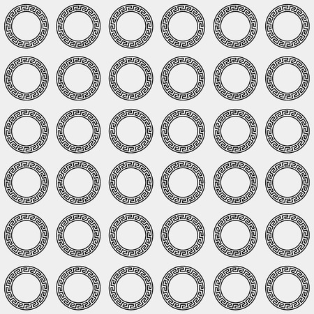 Greek minimal monochrome black and white pattern, background or ornament. Ancient style, symbolsのイラスト素材