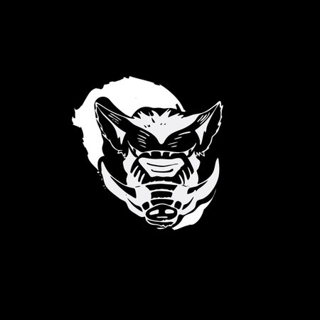Logo, symbol, sign, stencil boar head.Unique technique Vintage hand drawn styleのイラスト素材