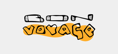 Text traveling slogan lettering. 'Bon voyage'. Text in French. Can be used on banners, cards.のイラスト素材