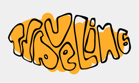 Text traveling slogan lettering.' Traveling'. Can be used on banners, cards.のイラスト素材