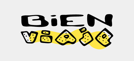 Text traveling slogan lettering. 'Bien viaje'. Text Spanish. Can be used on banners, cards.のイラスト素材