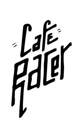 Cafe Racer text letters. Lettering, emblem, signのイラスト素材