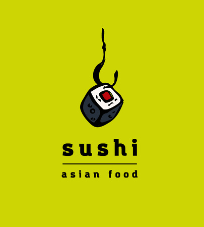 Sushi restaurant icons set of Asian cuisine with Colorful illustration.のイラスト素材