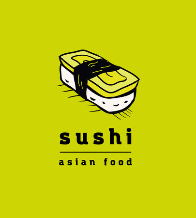 Sushi restaurant icons set. Asian cuisine. Colorful illustration.のイラスト素材