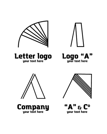 Letter "A" geometric minimal  set. Black and whiteのイラスト素材