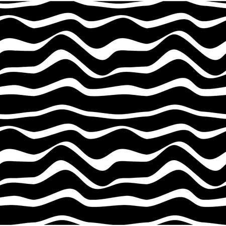 Wavy abstract seamless background pattern. Black and white. Wavesのイラスト素材