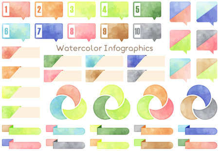 watercolor infographic elementsのイラスト素材