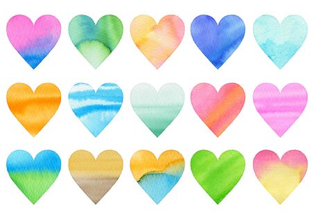 watecolor heart-shaped framesの写真素材