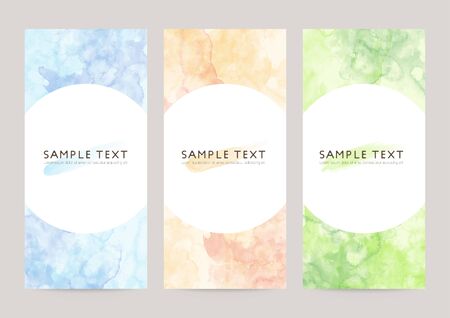 watercolor vector cover background set : blue orange greenのイラスト素材
