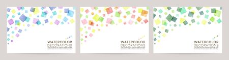 watercolor vector colorful background card : blue pink greenのイラスト素材