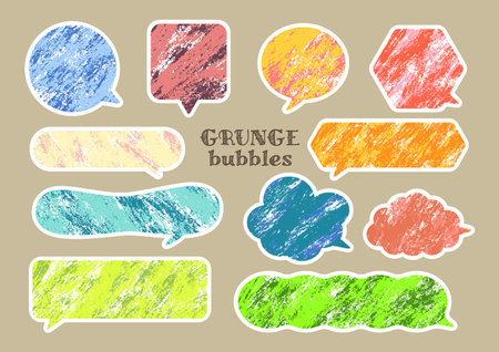 colorful grunge vector bubbles setのイラスト素材