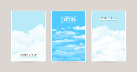 watercolor vector greeting card for Summer, watercolor beach illustrationのイラスト素材