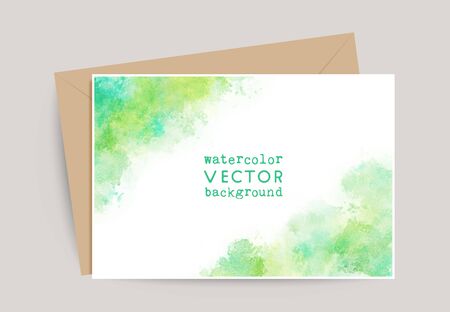 green vector watercolor backgrounds with white space for text. for wedding, greets, birthdayのイラスト素材