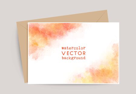 orange vector watercolor backgrounds with white space for text. for wedding, greets, birthdayのイラスト素材