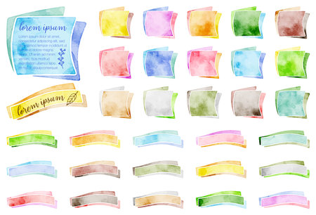 colorful watercolor vector stickersのイラスト素材
