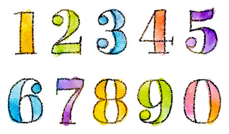 watercolor vector colorful numbers