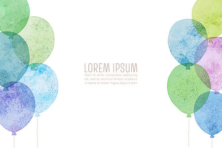 Vector watercolor balloons illustrationのイラスト素材