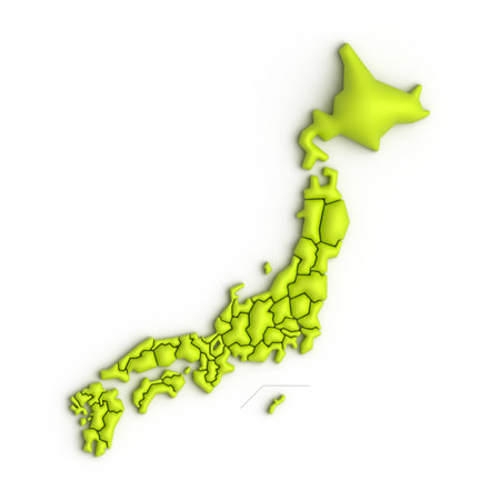 3D cute map of Japan (green)の写真素材