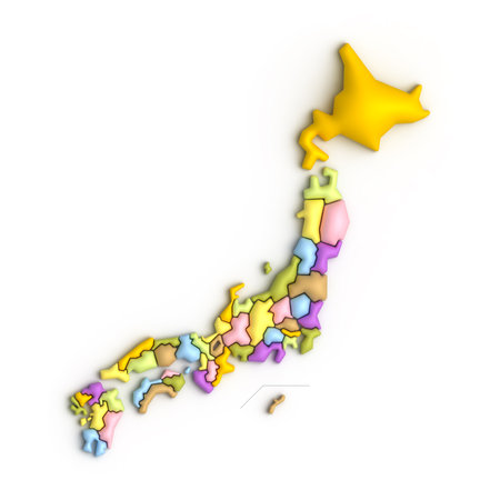 3D cute map of Japan (colorful)の写真素材