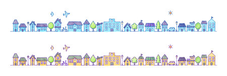 Hand drawn cityscape, vector illustrationのイラスト素材