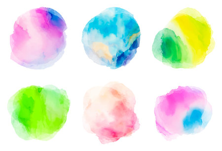 Set of multicolored watercolor splashes. Vector illustration.のイラスト素材