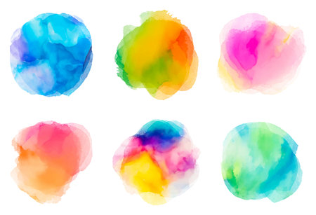 Set of colorful watercolor stains on white background. Vector illustration.のイラスト素材