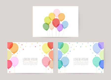 Set of card templates with colorful balloons. Vector Illustration.のイラスト素材