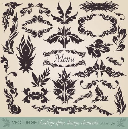  set  calligraphic design elements and page decoration - lots of useful elements to embellish your layoutのイラスト素材