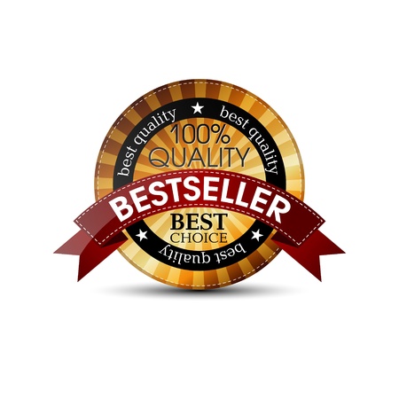  award  - best choice red, gold label with ribbons のイラスト素材