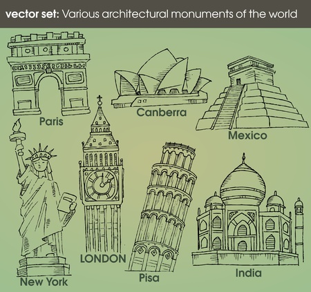 world architectural monumentsのイラスト素材