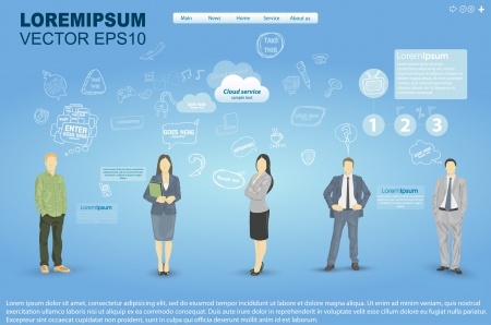 Template for advertising brochure with business people over pathのイラスト素材