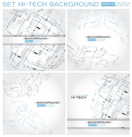 Set Hi-tech Abstract Vector Background. のイラスト素材