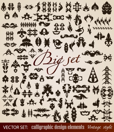 vector set: calligraphic design elements and page decoration - lots of useful elements to embellish your layoutのイラスト素材