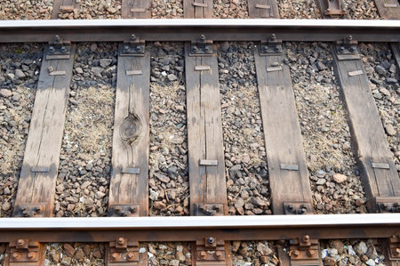 railway rails and sleepersの写真素材